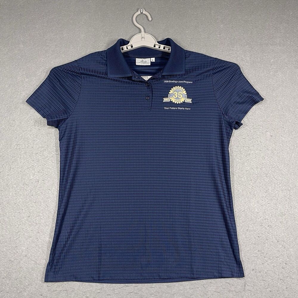 Boeing Polo Shirt Womens Large Navy Blue Celebrating 35 Anniversary Made in USA